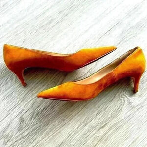 MANGO SUEDE BROWN KITTY HEELS WOMEN  SHOES SIZE 39